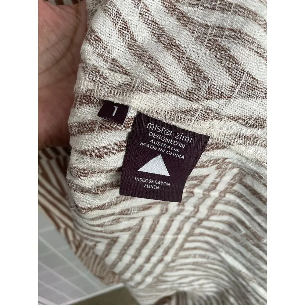 Mister Zimi Lottie Sahara Maxi Dress 12 Neutral Stripe Boho Lagenlook Pockets - Picture 7 of 9